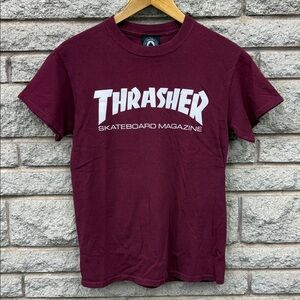 Thrasher Burgundy Tee with White Logo